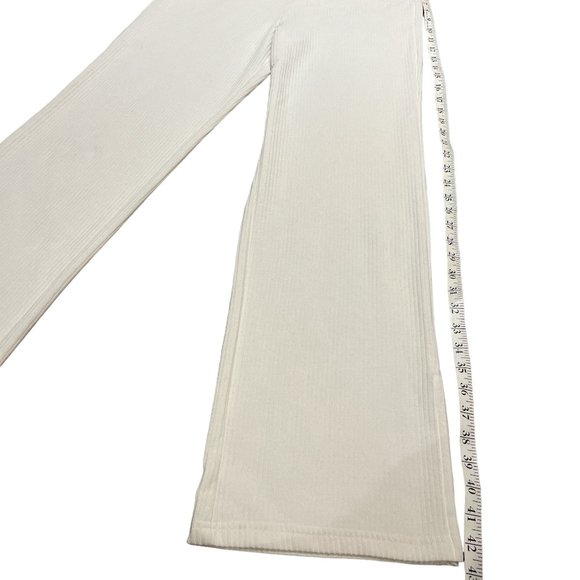 DIVIDED H&M Pants Size Medium Winter White Ribbed Elastic Waist Wide Leg - Picture 7 of 12